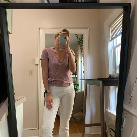 Madewell Front Tie Mauve Shirt - Picture 2 of 3